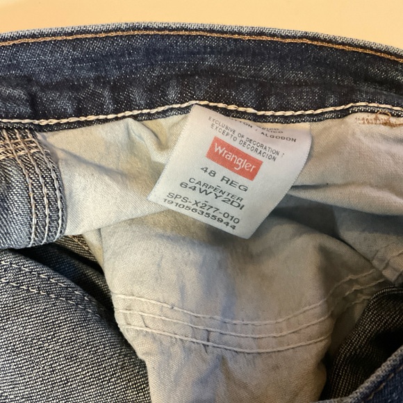 NWT Men’s Wrangler Blue Denim Carpenter Shorts Relaxed Fit Size 48 Regular - Picture 6 of 6